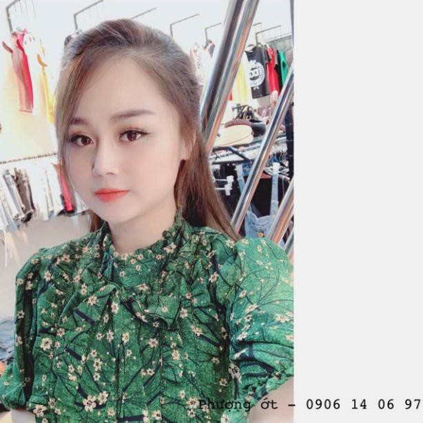 Váy hoa nhí xanh maxi