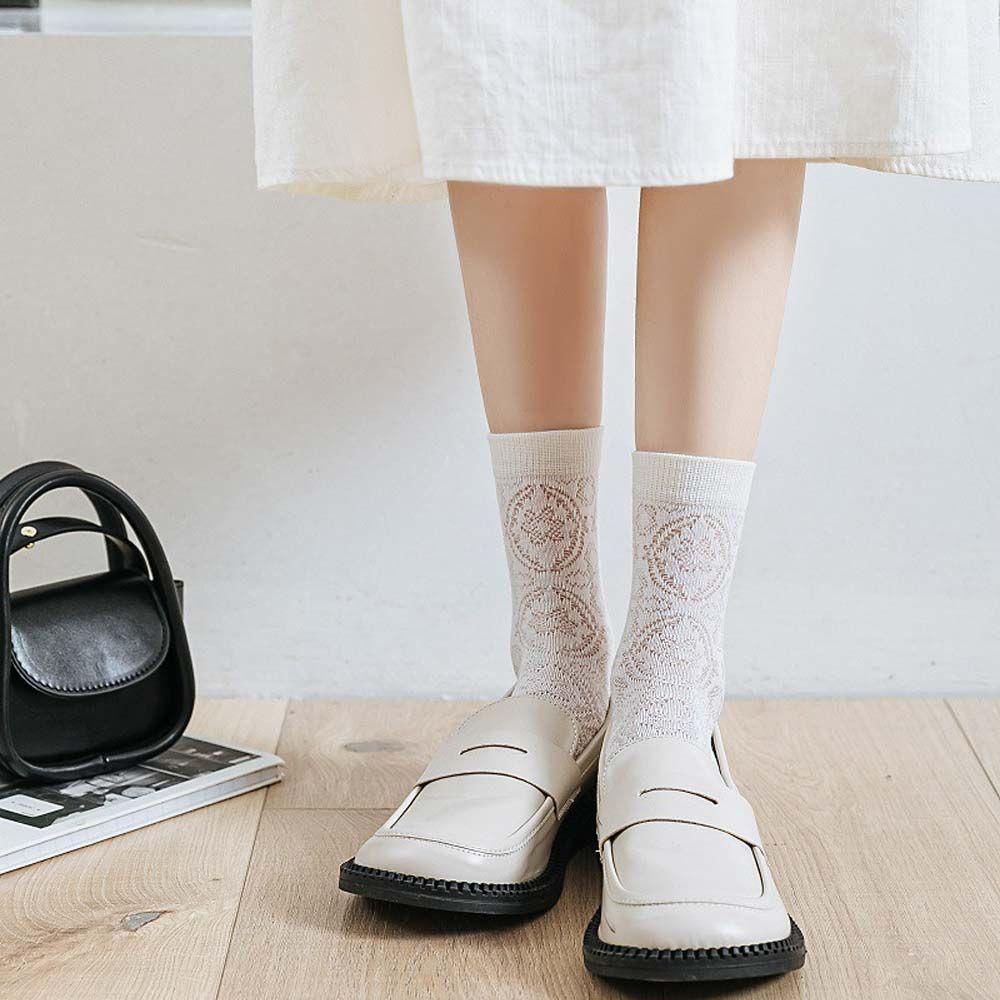 Vớ Cotton Cổ Trung Thoáng Khí Màu Sắc Ngọt Ngào Thời Trang Xuân Hè Cho Nữ VANES1