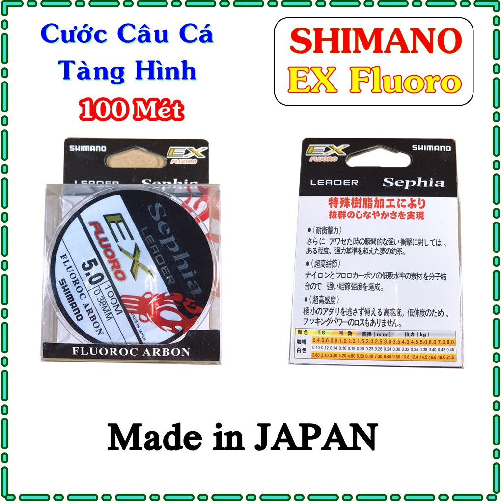 Dây cước câu cá Tàng Hình SHIMANO EX fluorocarbon dài 100 mét - Cước câu cá Cao Cấp Nhật Bản - LICLAC