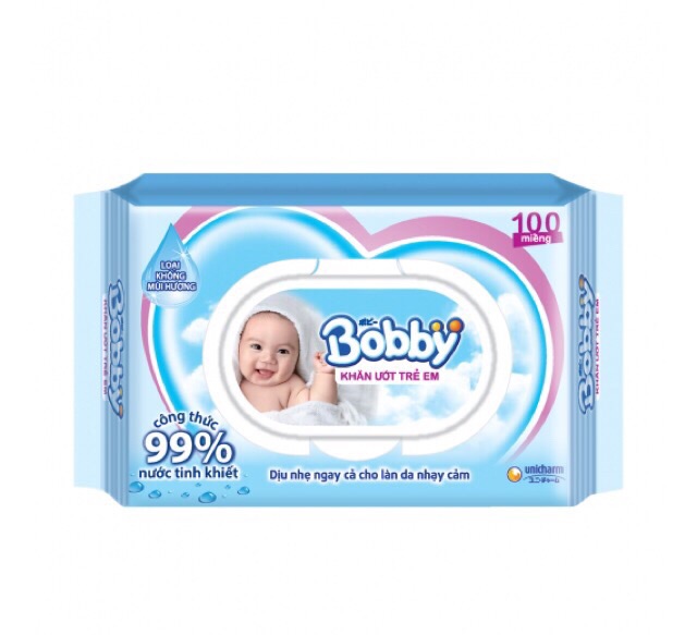 BỊCH GIẤY ƯỚT BOBBY 100 Tờ Khômg Mùi