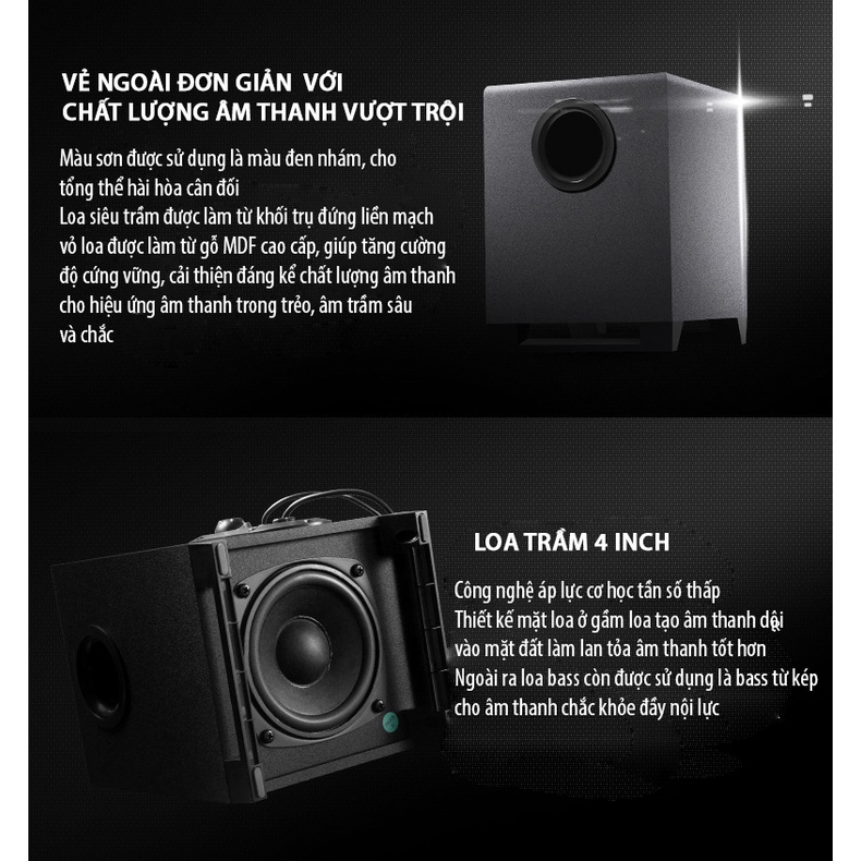 Edifier R88 Loa máy tính để bàn Đa phương tiện 2.1 Loa siêu trầm - Đen nhám  sang trọng
