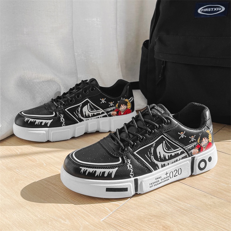 Giày thể thao cổ thấp in hình nhân vật anime One Piece năng động cá tính dành cho nam