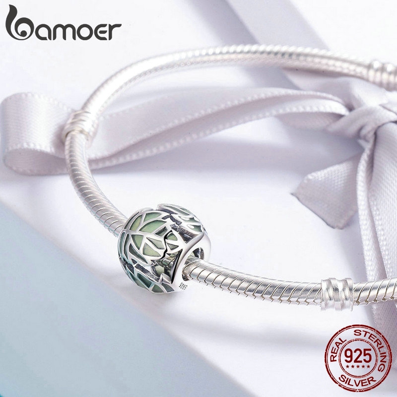 Hạt Charm Bamoer SCC524 bạc 925 Màu Xanh Lá Dùng Để Tự Làm Vòng Tay Cho Bạn Nữ