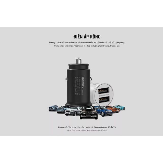 ⚡️HÀNG CHÍNH HÃNG⚡️Tẩu Sạc Cho Xe Hơi, xe SH 2 Cổng USB REMAX RCC219 2.4A