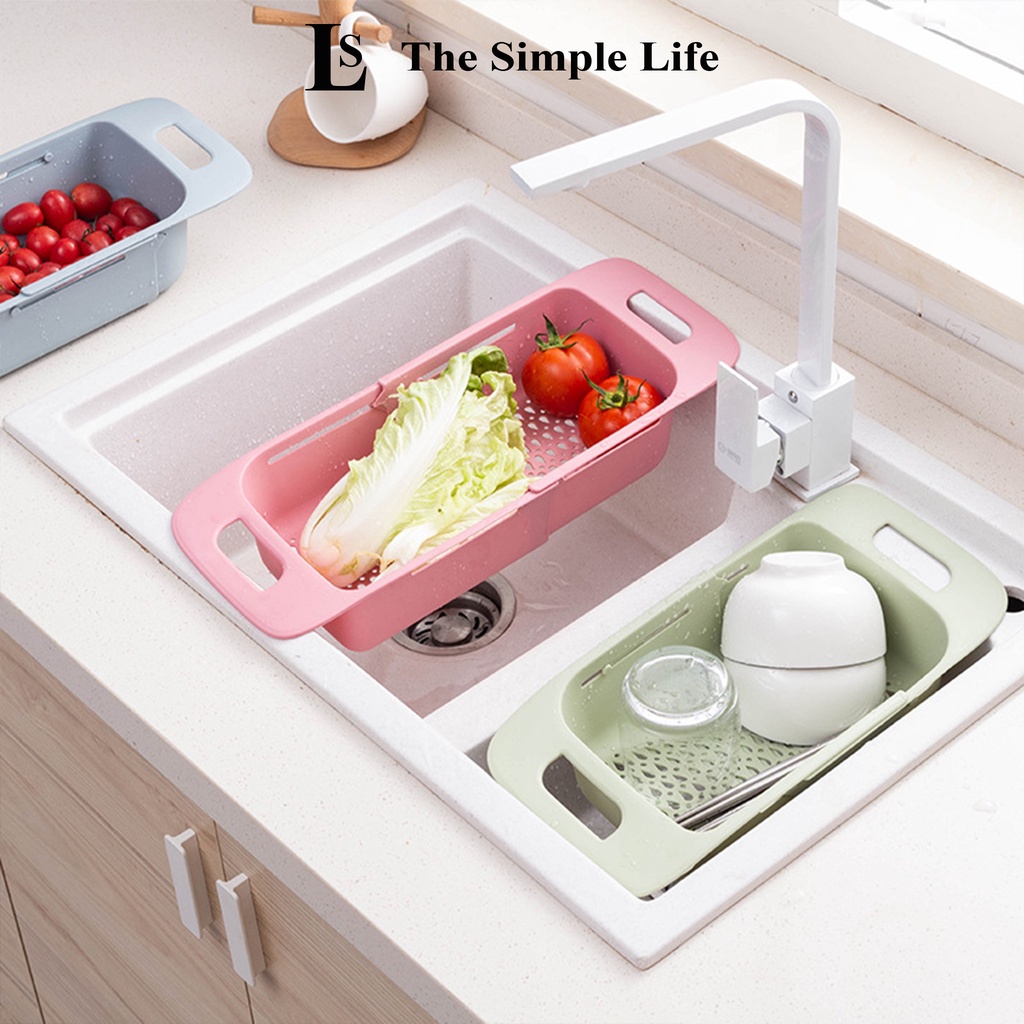 Khay đựng đồ gác bồn rửa chén, kệ nhựa hình chữ nhật đựng chén đĩa gác bồn rửa có thể thu gọn tiện lợi [CHÍNH HÃNG]
