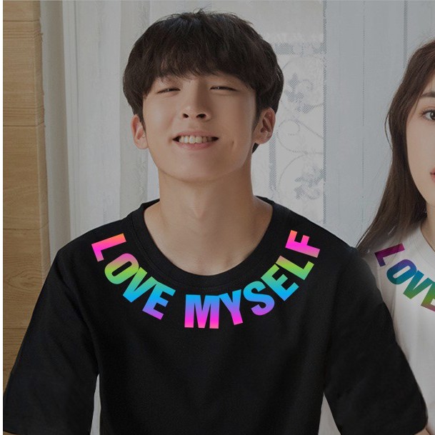 Áo Thun Tay Lỡ phản quang LOVE MYSELF Nam Nữ Thiết Kế Phản Quang 7 Màu Đa Sắc