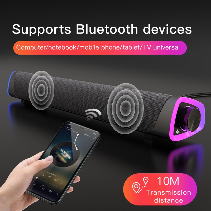 CrownBear Loa máy tính Loa Bluetooth USB Sound Bar với đèn RGB Âm thanh vòm 3D Loa rạp hát tại nhà Đối với PC / laptop