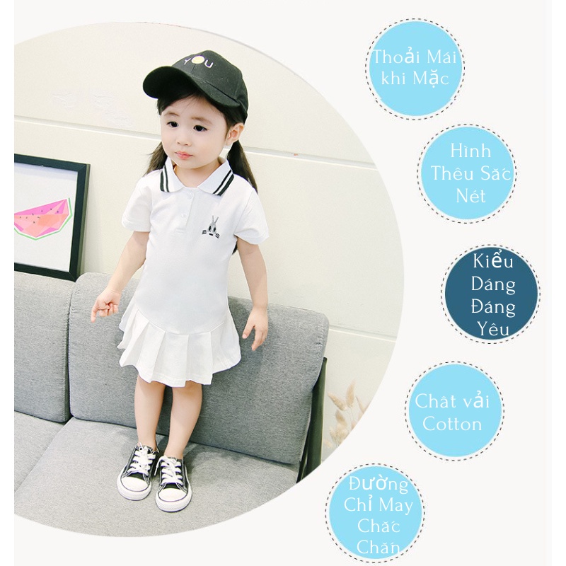 Đầm polo/ Váy polo bé gái tay ngắn kiểu dáng hợp thời trang chất vải cotton cá sấu mềm mịn thoáng mát BG4