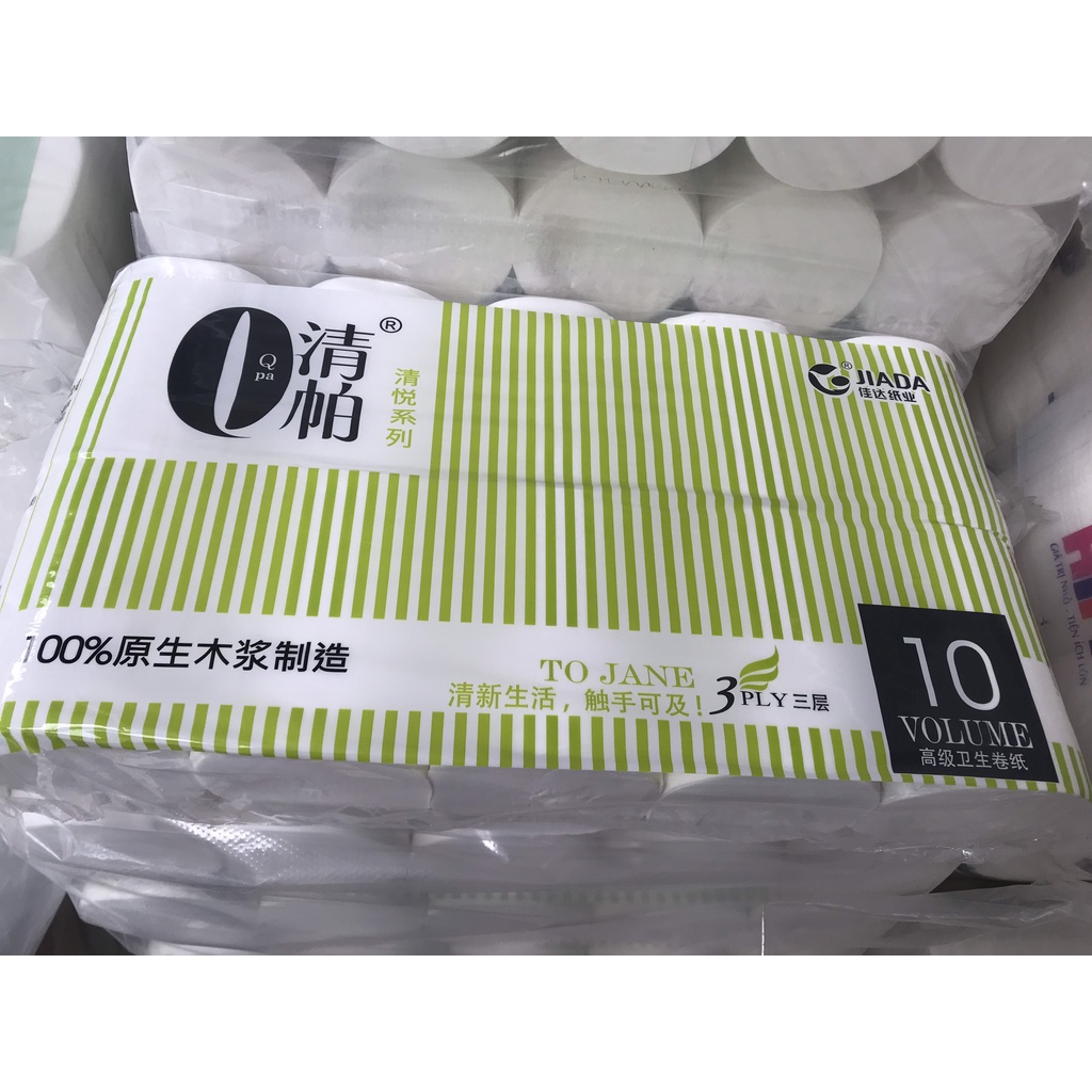 Giấy vệ sinh không lõi hàng nội địa Trung, bịch 10 cuộn hàng loại 1 trắng dai mềm