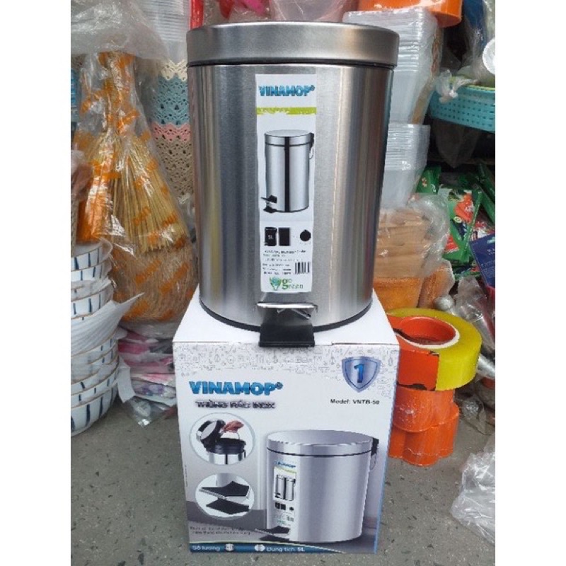 Thùng Rác Đạp Chân Inox - 5L-12L-20L VINAMOP- Sản Phẩm Chính Hãng