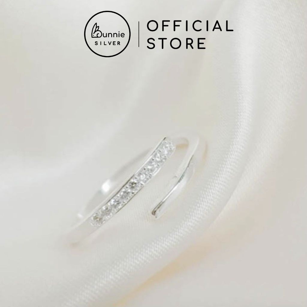 Nhẫn Bạc Nữ Bunnie Silver Đính Đá Hở Ngón Có Thể Điều Chỉnh Size Jinny Ring