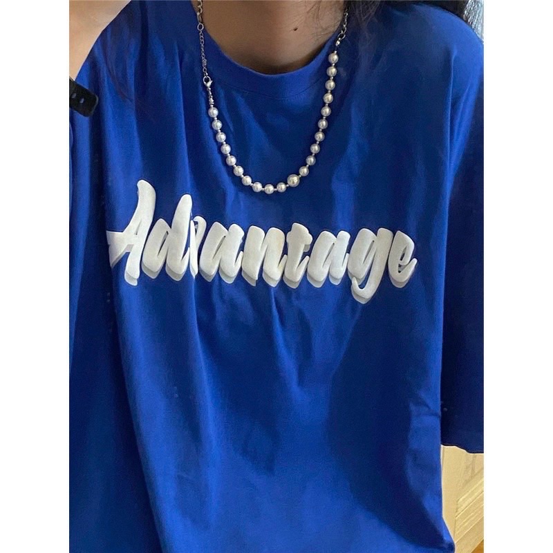 Áo thun phông logo tay nam nữ PINK tay lỡ form rộng ADVANTAGE Unisex