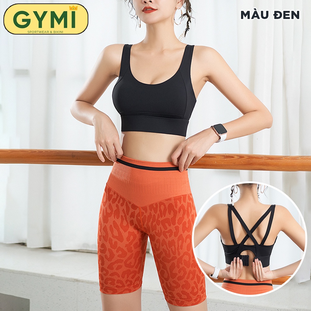 Áo bra tập gym yoga nữ mút ngực đúc thể thao may cố định GYMI AL28 chất thun lạnh khoá cài nâng đỡ vòng 1