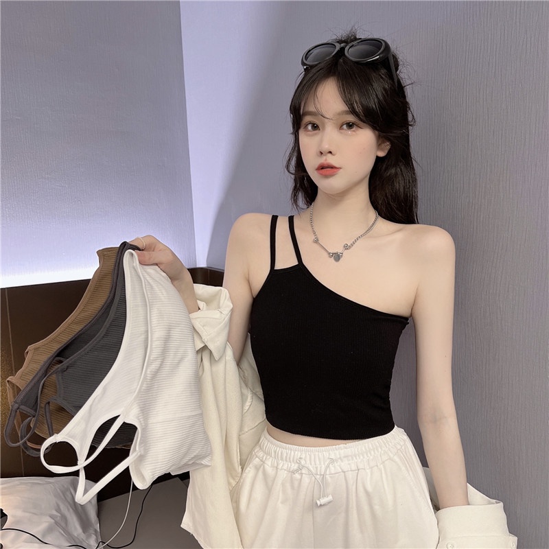 Áo Hai Dây Có Miếng Đệm Ngực 06827 Phong Cách Hàn Quốc Quyến Rũ Cho Nữ