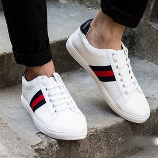 Giày sneaker bata nam trắng màu đen dã khâu full đế