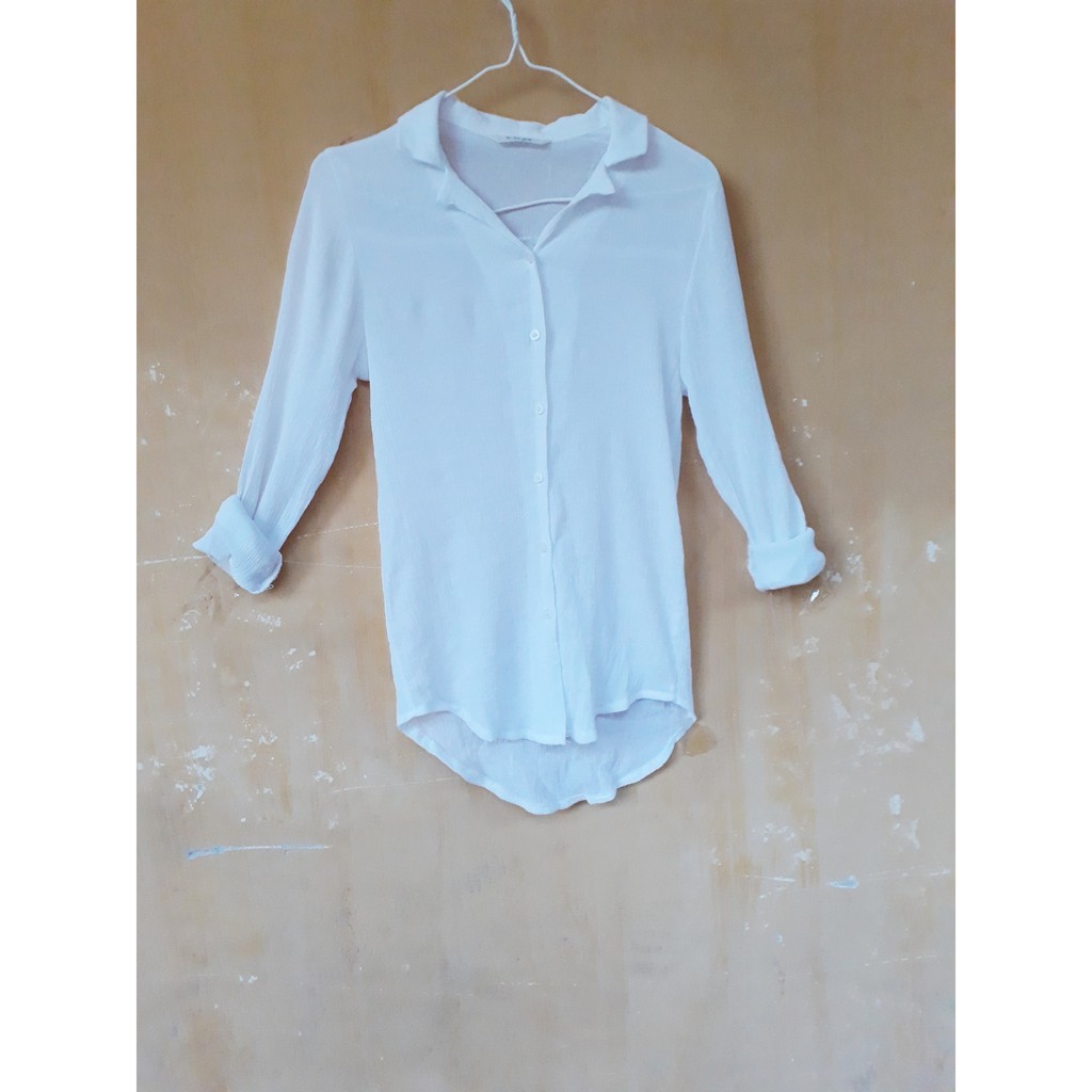 Áo sơ mi trắng Hàn Quốc cổ bẻ chữ V