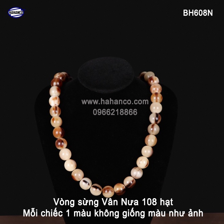 Vòng tay Nam bằng sừng vân nưa - chuỗi/tràng 108 hạt/8mm - Mang lại May Mắn- (BH608N)