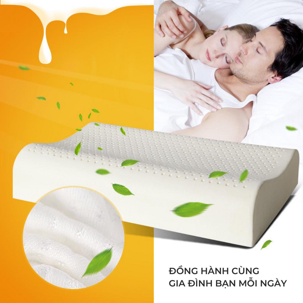 Gối cao su non KAW dành cho người lớn, gối cao su non thiên nhiên chống đau cổ vai gáy chất liệu mềm mại