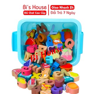 mXâu hạt gỗ nhiều chủ đề giúp bé khéo tay tinh mắt - đồ chơi thông minh Bi House