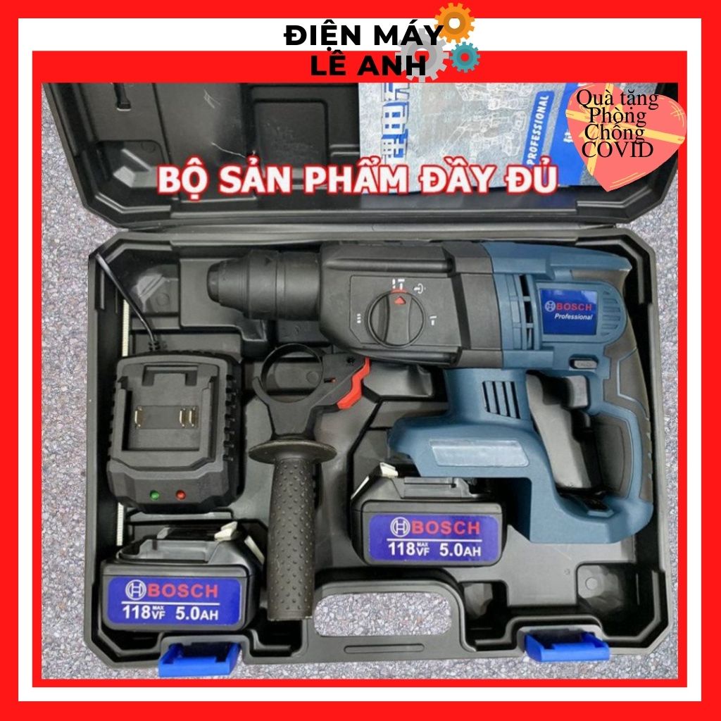 Máy khoan đục bê tông cầm tay Pin BOSCH 118V 3 Chức Năng chính hãng giá rẻ