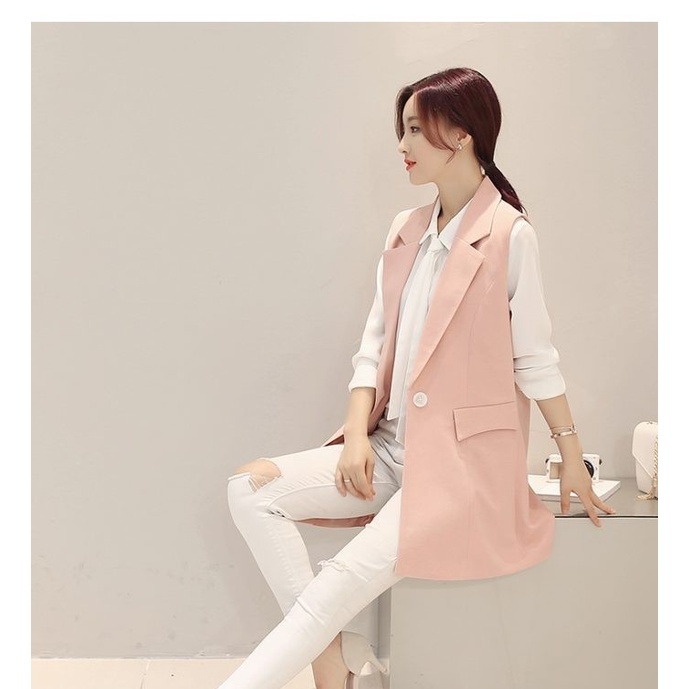 Áo Blazer nữ không tay dáng ôm màu hồng phấn | Áo Vest, Gile nữ form sát nách vừa người trẻ trung, nữ tính