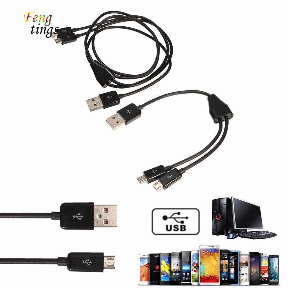 Cáp dữ liệu sạc pin chữ Y chia 1 đầu cắm USB 2.0 thành 2 đầu cắm Micro USB 2.0
