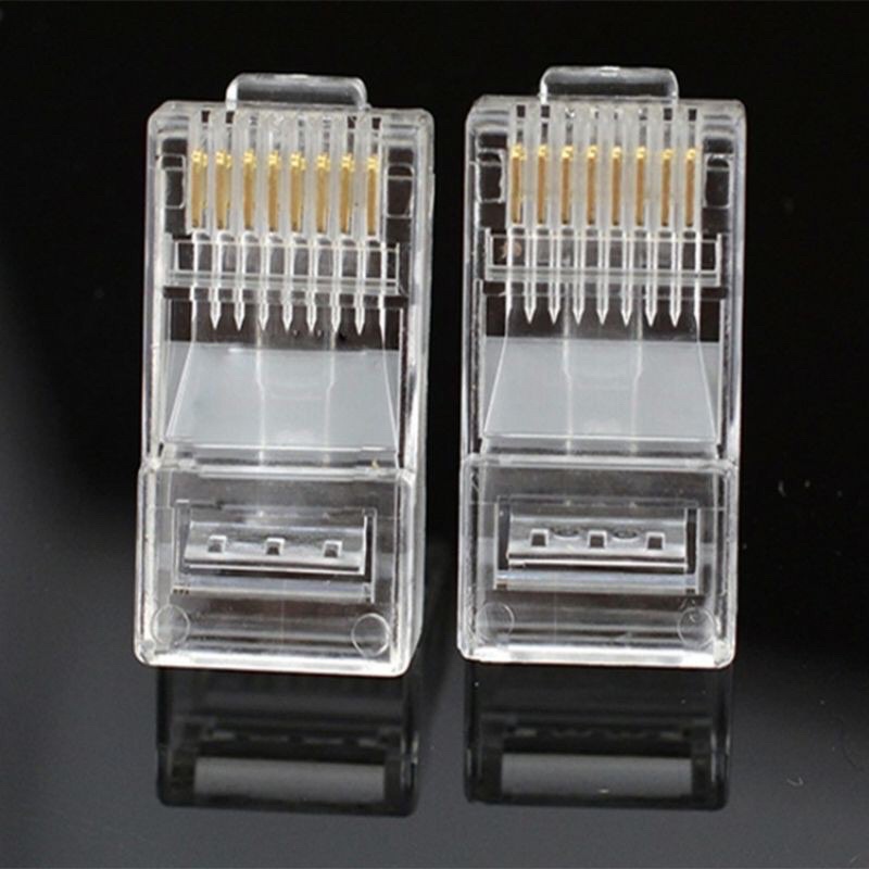 Túi Hạt Mạng 100 Đầu RJ45 Nhựa Cat 5 Golden Japan - Hạt Bâm Dây Mạng Chân Đồng