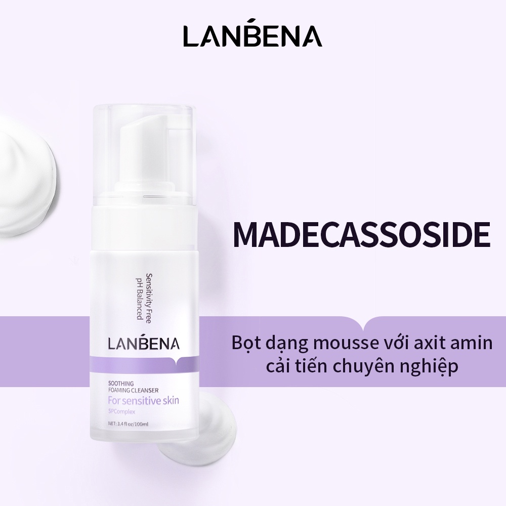 Sữa rửa mặt LANBENA Sửa chữa Tạo Bọt Amino Acid dịu phù hợp cho da nhạy cảm Làm Sạch 100ml