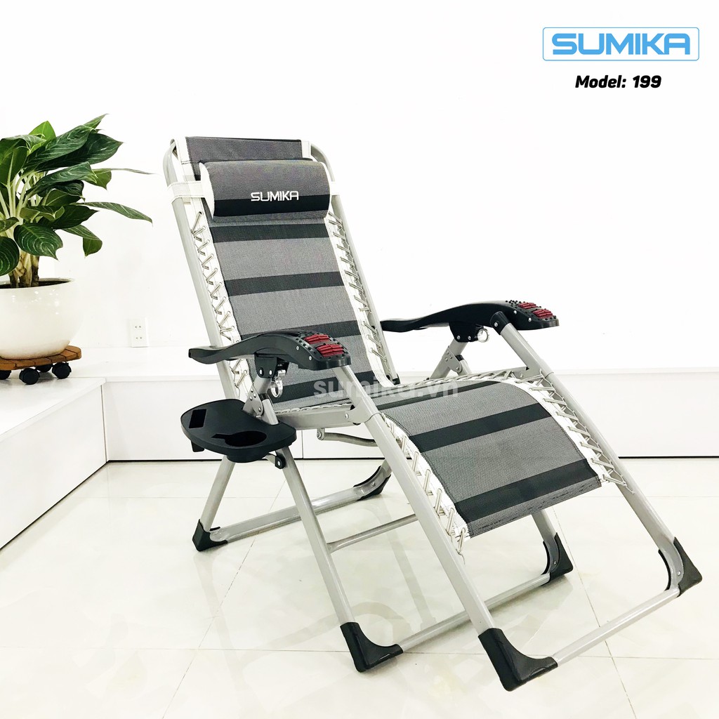 Ghế xếp thư giãn SUMIKA 199 - Mẫu mới nhất 2020, lăn tay massage, khung vuông cao cấp, tải trọng 200kg