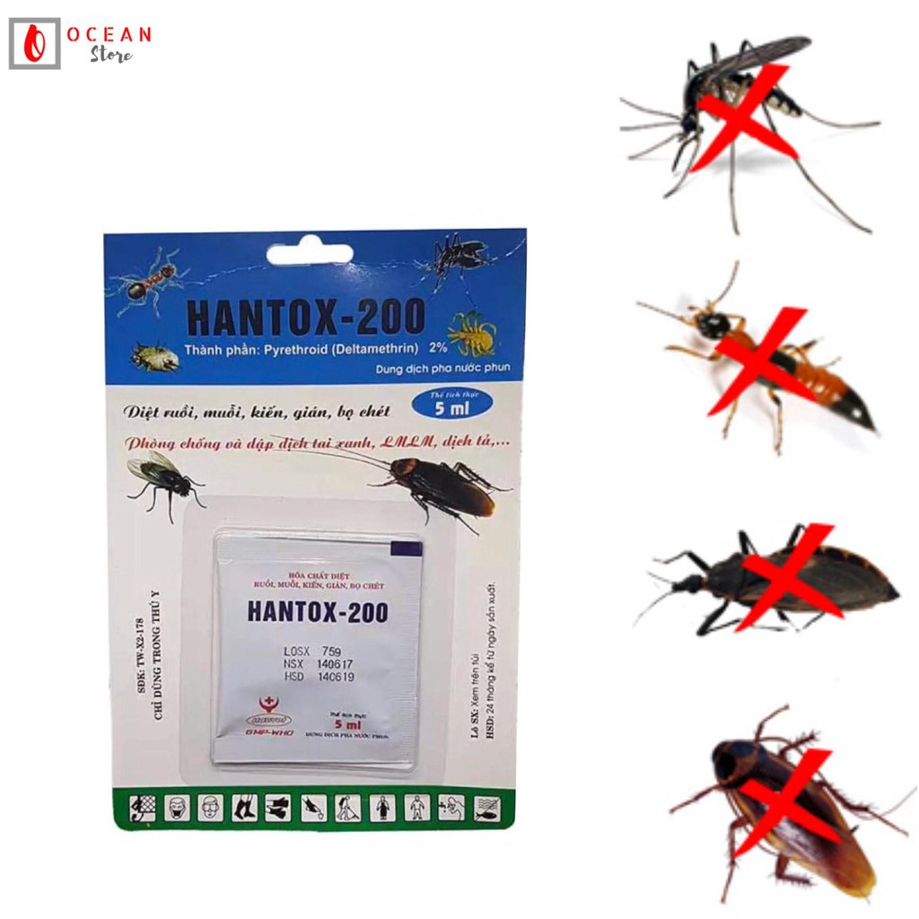 (Hantox 200 100ml) - Thuốc diệt kiến, dán, ruồi, muỗi, ve ghẻ dạng pha nước phun - Hantox 200 100ml