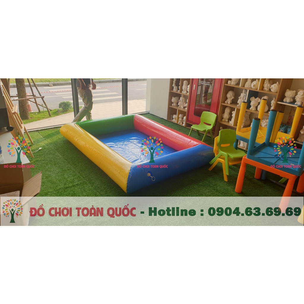 Bể phao bạt chơi đồ chơi xúc cát, đồ chơi câu cá loại 3m x 4m cao 30cm