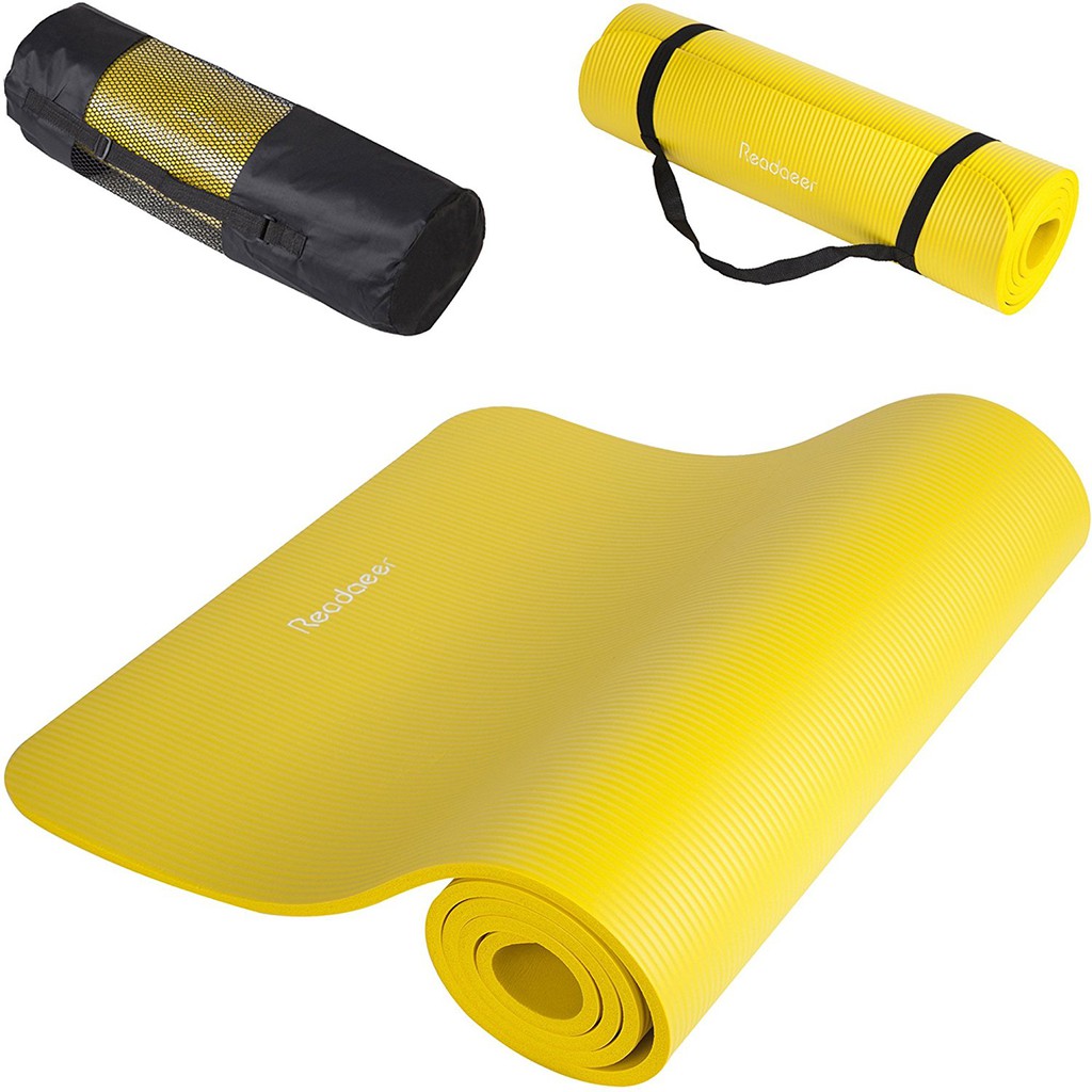 Thảm tập gym và yoga TPE 6mm cao cấp màu vàng nhạt + túi đựng