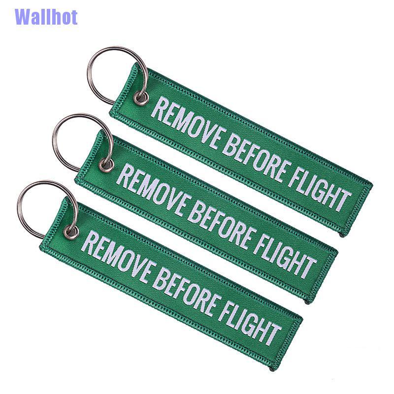 Móc khóa dải dây thêu chữ Remove Before Flight kích thước 13x3cm thời trang