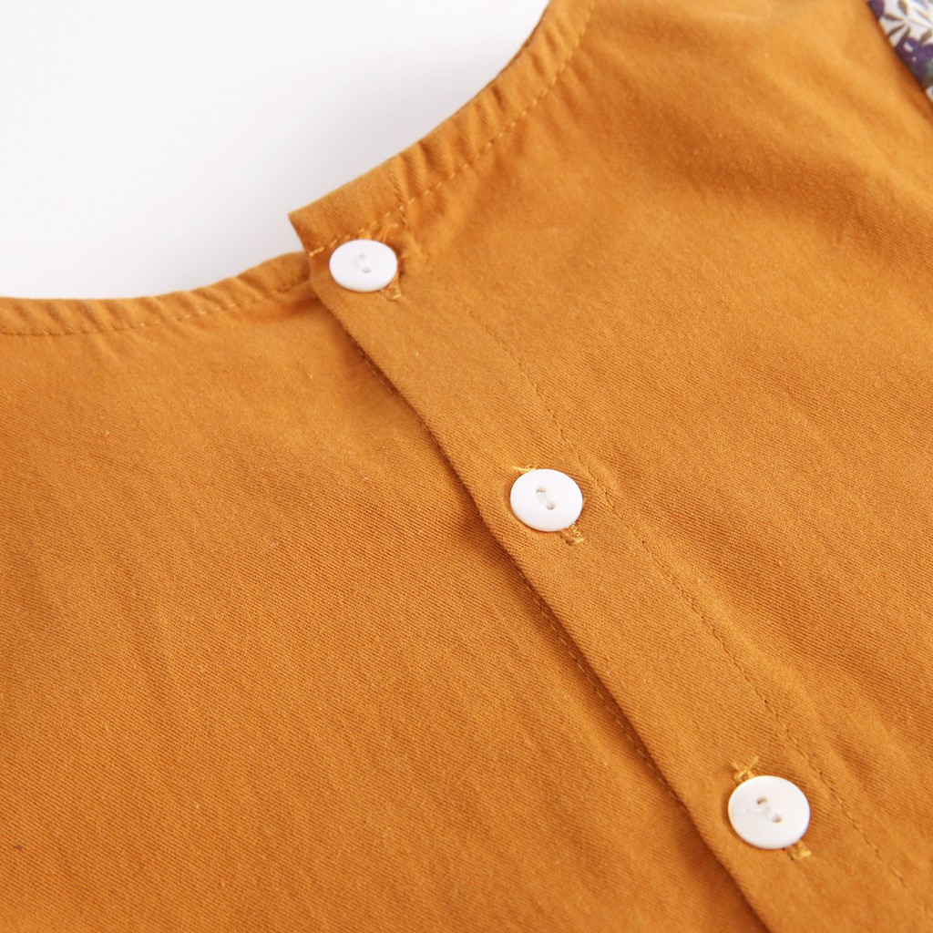 Áo Liền Quần Sanlutoz Tay Dài Bằng Cotton Màu Cam Cho Bé Gái