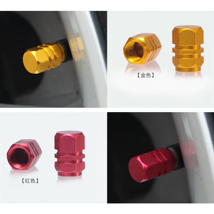 Bộ 04 ốc , nắp chụp trang trí đầu van, vòi bơm hơi bánh xe, lốp xe ô tô, xe máy, xe hơi, xe máy