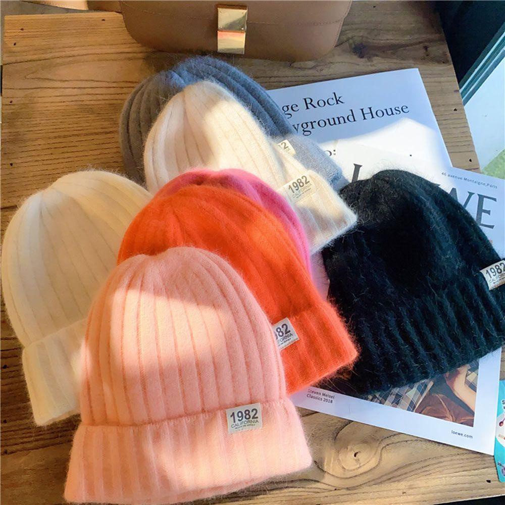 Mũ Dệt Kim Dày Dặn Mềm Mại Co Giãn Màu Trơn Giữ Ấm Mùa Đông Cho Nữ