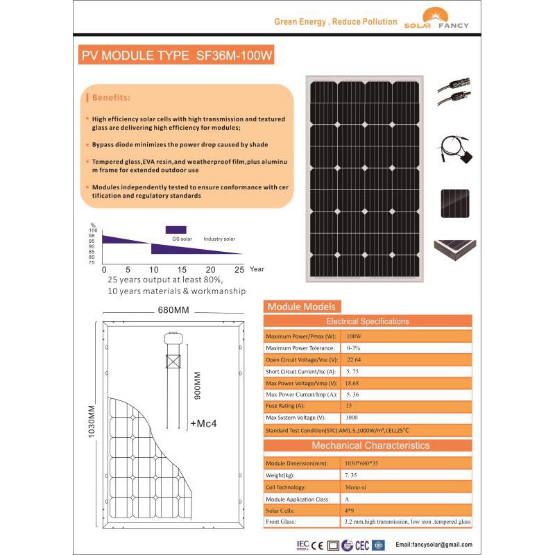 Tấm Pin Năng Lượng Mặt Trời solar fancy Mono 150W Hàng Chính Hãng...