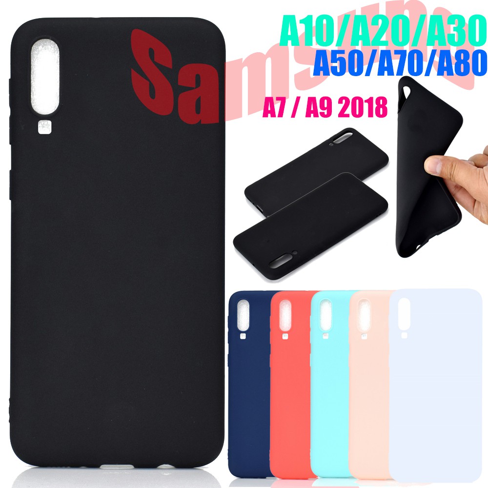 Ốp lưng TPU màu trơn dành cho điện thoại Samsung Galaxy A10 A20 A30 A50 A70 A80 A30S A50S A7 A9 2018