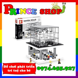 Bộ xếp hình apple store SD6900 - Mô hình lắp ghép APPLE STORE có đèn led