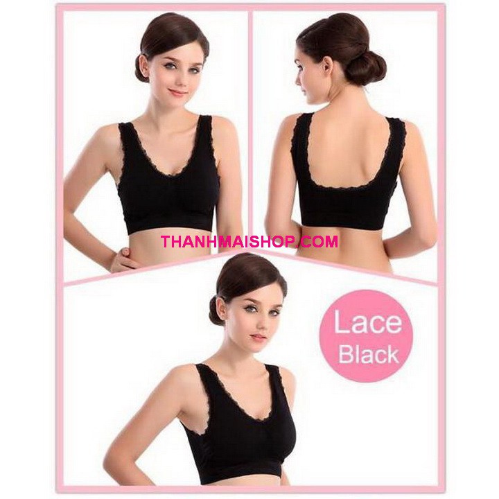 Áo ngực thể thao viền ren AL008 Lace Genie Bra kèm mút ngực