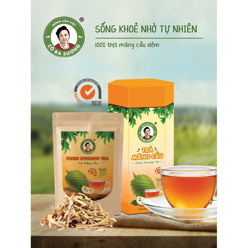 Trà mãng cầu xiêm Cô Ba Sương 200g - FRESH SOURSOP TEA - Giảm cân giữ dáng - Tốt Tim Mạch - Giúp Ngủ Ngon