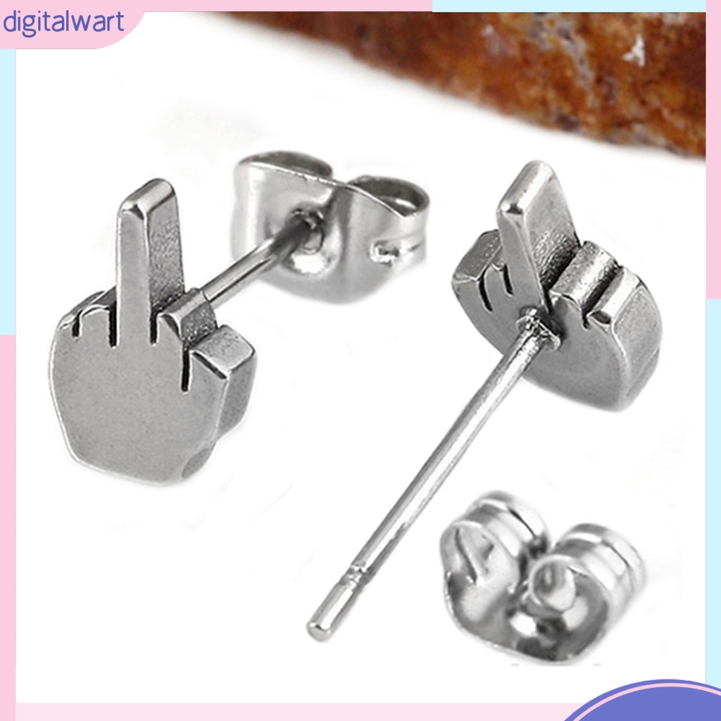 Dg DG✌❤ Khuyên Tai Thép Không Gỉ Không Gây Dị Ứng Họa Tiết Ngón Tay Cho Cuộc Sống Hàng Ngày