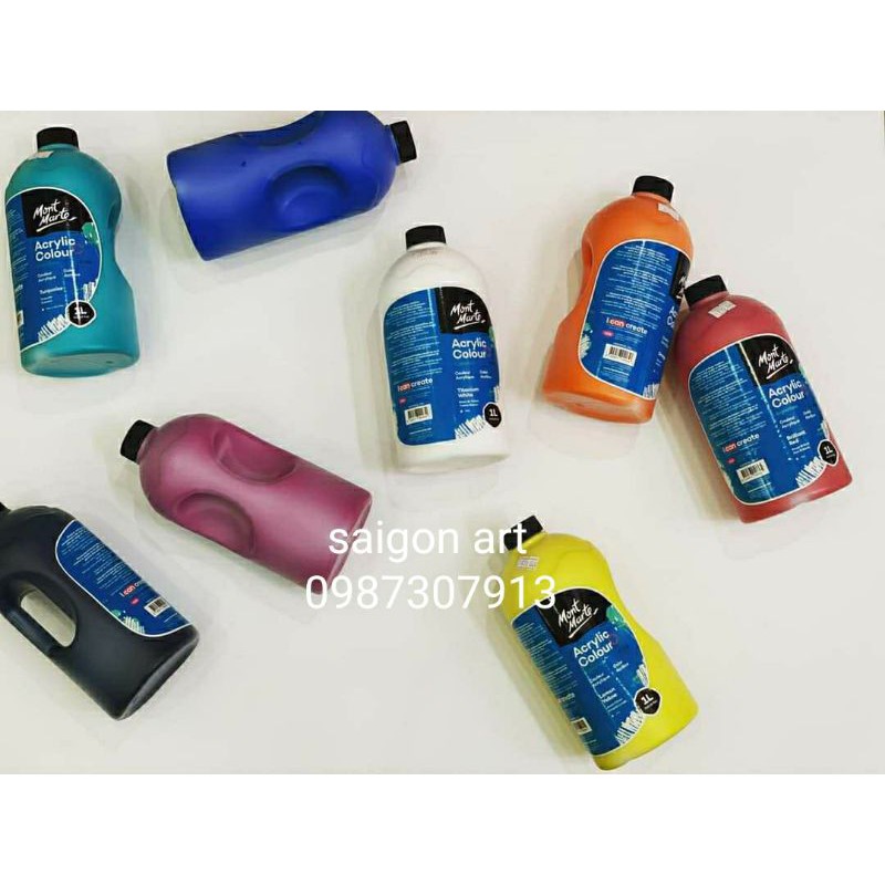Màu Vẽ Acrylic Tranh Chuyên Nghiệp Chất Lượng Tốt Mont Marte Úc 🇦🇺 1Lít,2lít