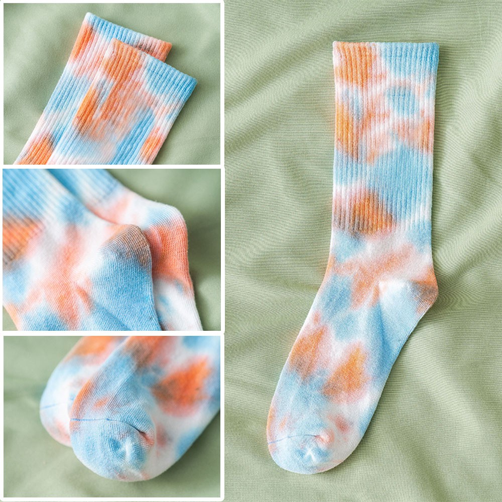 Tất loang nam nữ cổ cao nhiều màu tie dye Flamingo cao cấp màu đẹp