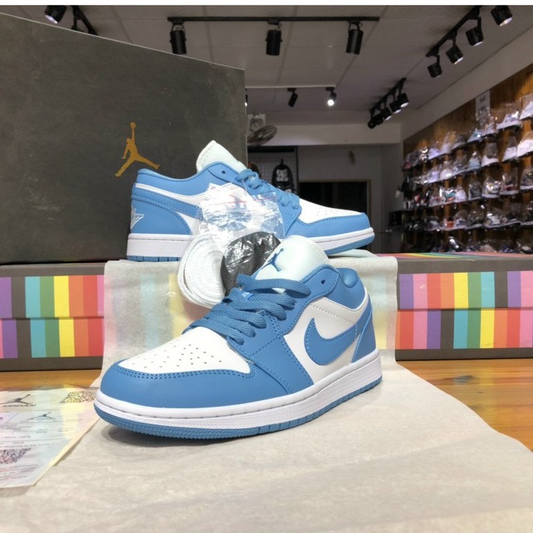 (FREESHIP+HỘP+QUÀ) Giày thể thao AIR JORDAN 1 Low SB UNC thấp cổ màu xanh trắng