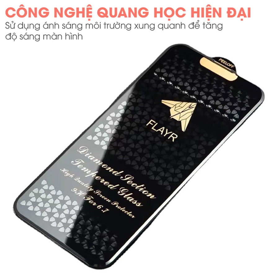 Miếng dán kính cường lực viền kim cương dành cho các loại dòng máy iPhone full màn chất lượng cao Handtown