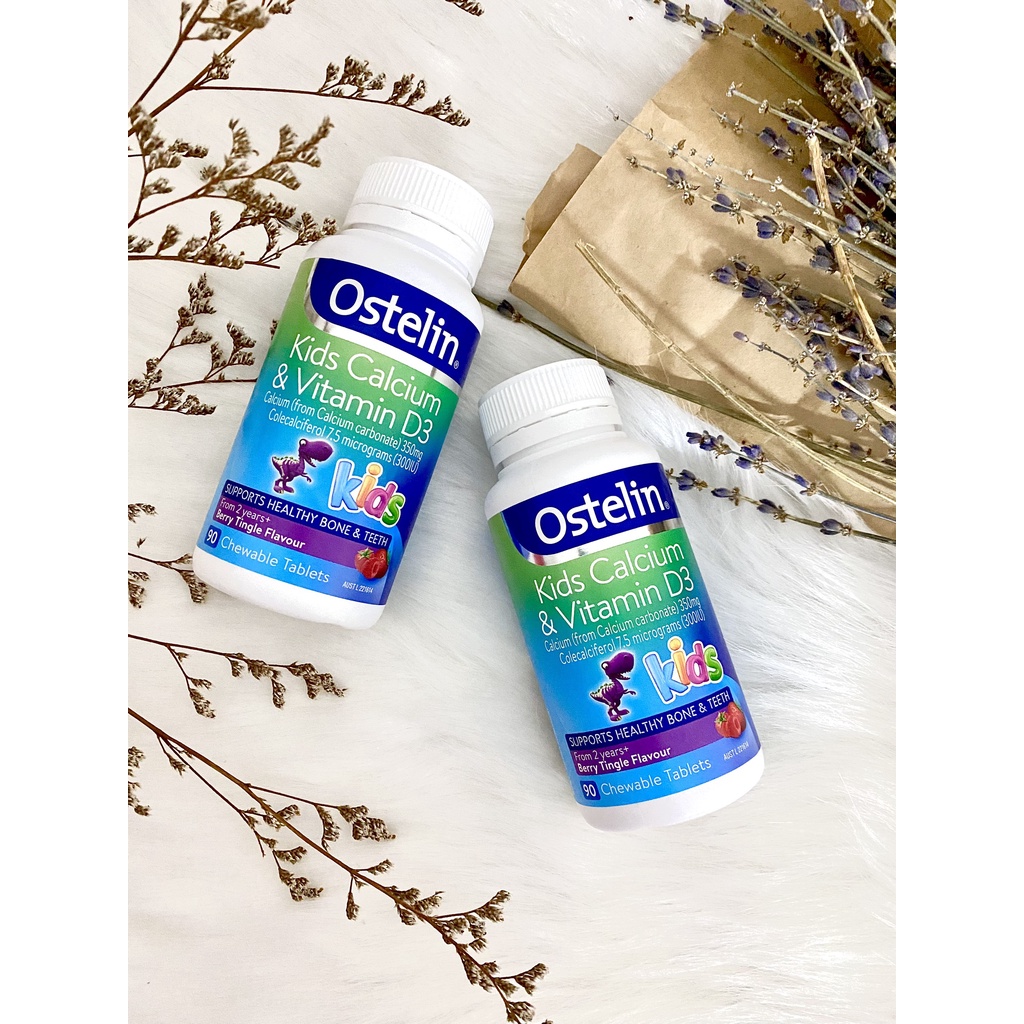 Vitamin D3 và Canxi cho bé [Úc] Ostelin Kids - 90 viên nhai - Cho bé từ 2 tuổi