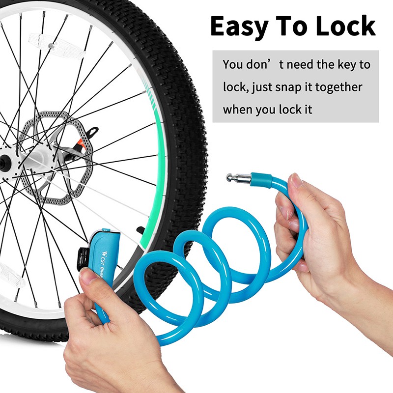 WEST BIKING Ổ khóa xe đạp WEST BIKING kèm 2 chìa khóa chống trộm 1.2m