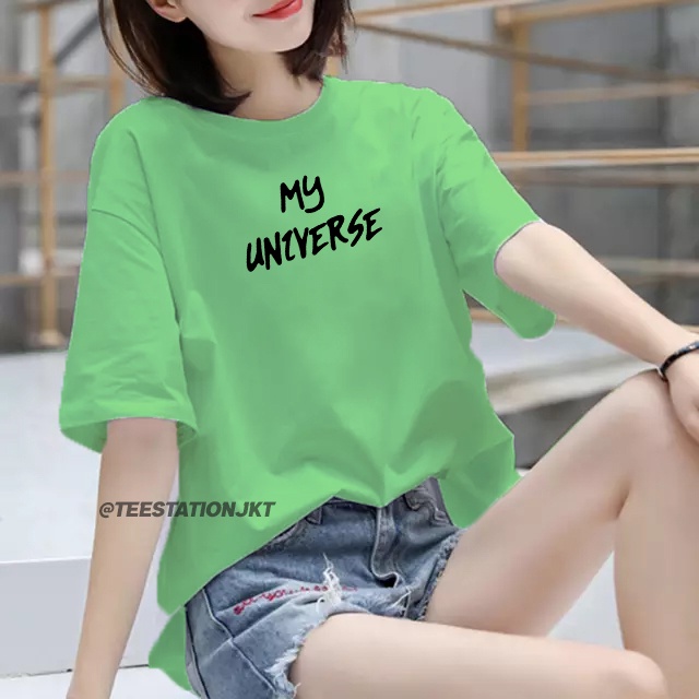Áo thun tay ngắn in chữ My UNIVERSE BTS COLDPLAY KOREA thời trang cho nam nữ