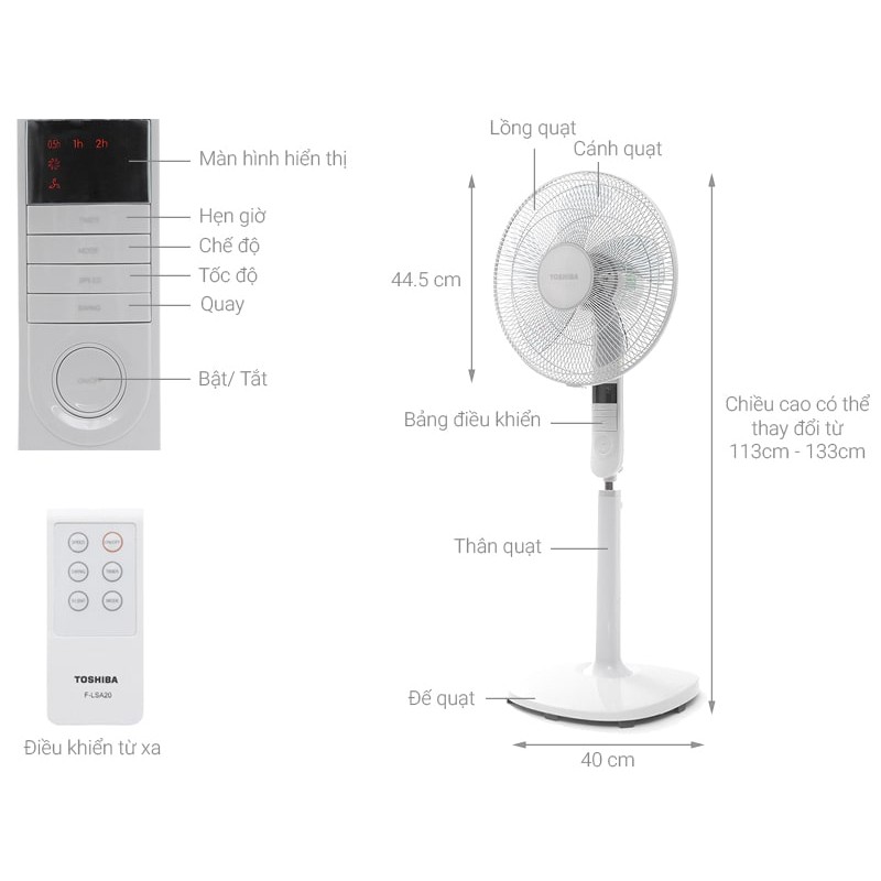 LSA20(W)VN - Quạt đứng Toshiba F-LSA20(W)VN